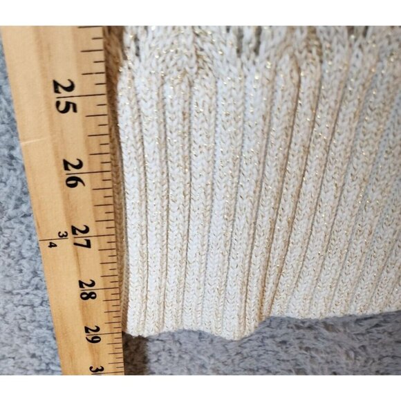 Vtg Y2K Cache Short Sleeve V Neck Open Knit Long Sweater Top Ivory Metallic XS - Picture 6 of 11